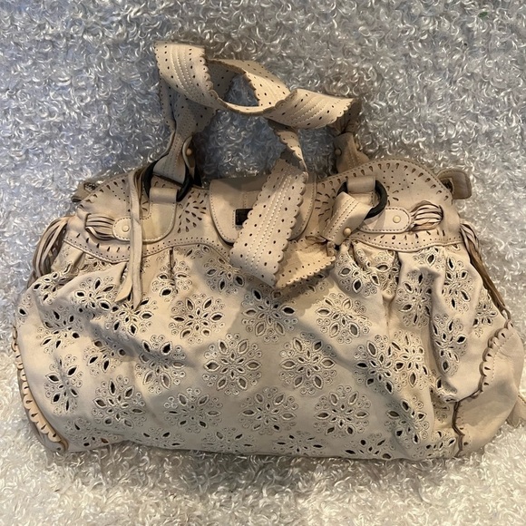 SALVATORE FERRAGAMO Leather Neutral Perforated Shoulder Bag - Picture 2 of 14